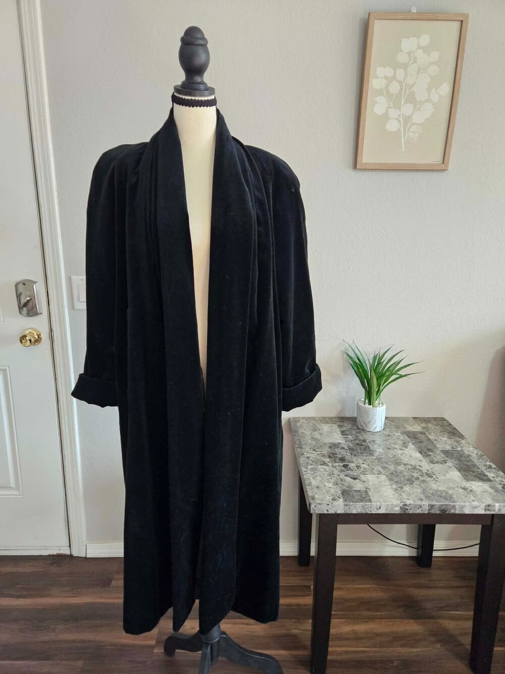 JS Collections Petite Black Velvet Wrap Coat Size S Shawl Collar Canada